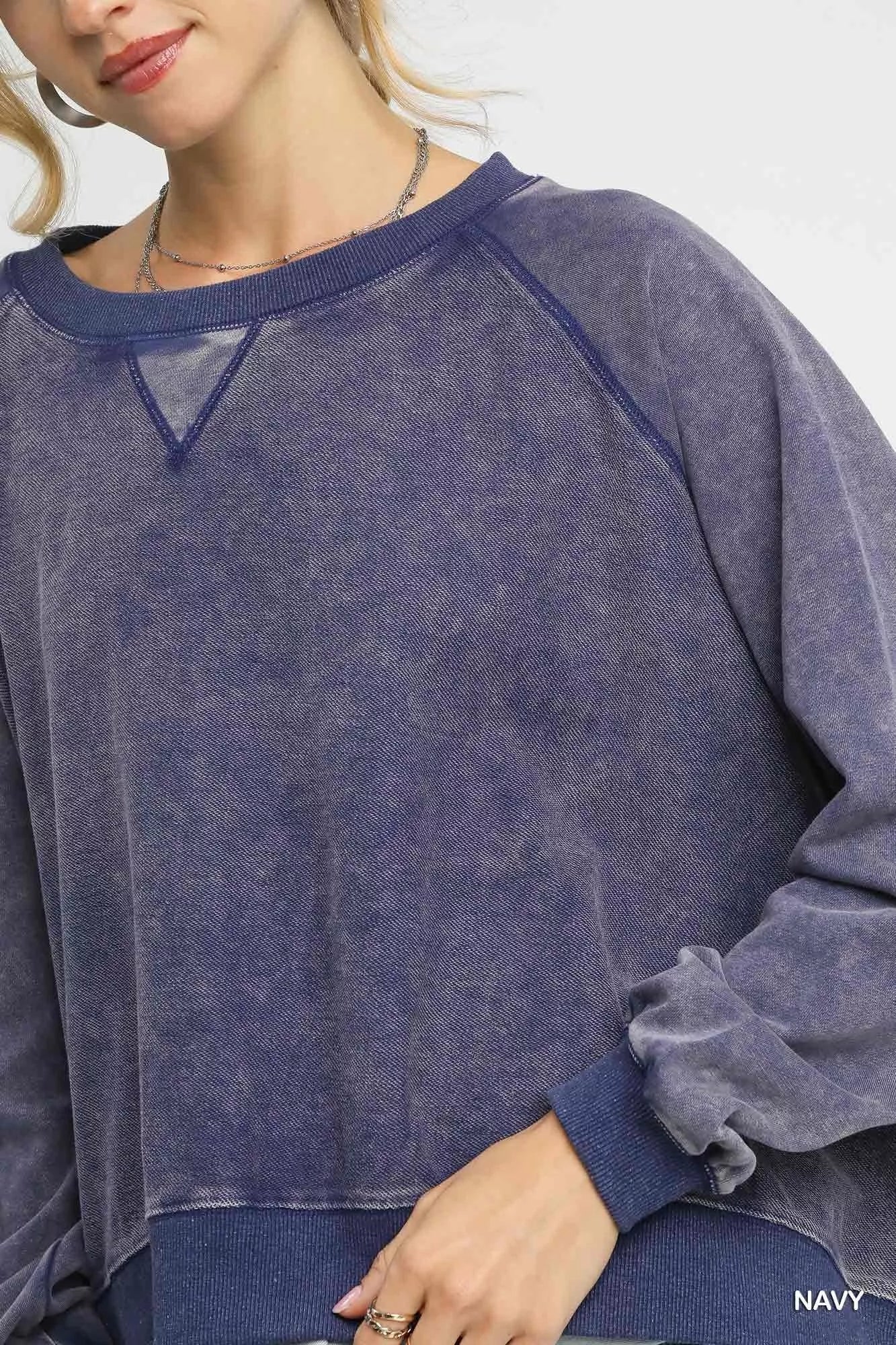 Umgee Mineral Wash French Terry Sweatshirt Sweatshirts