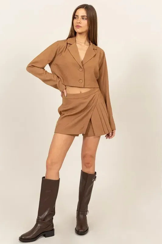 HYFVE Cropped Button-Down Blazer - DAVERRI FASHIONS