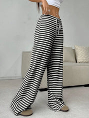 Striped Wide Leg Drawstring Pants | Loungewear Pants Daverri Fashions
