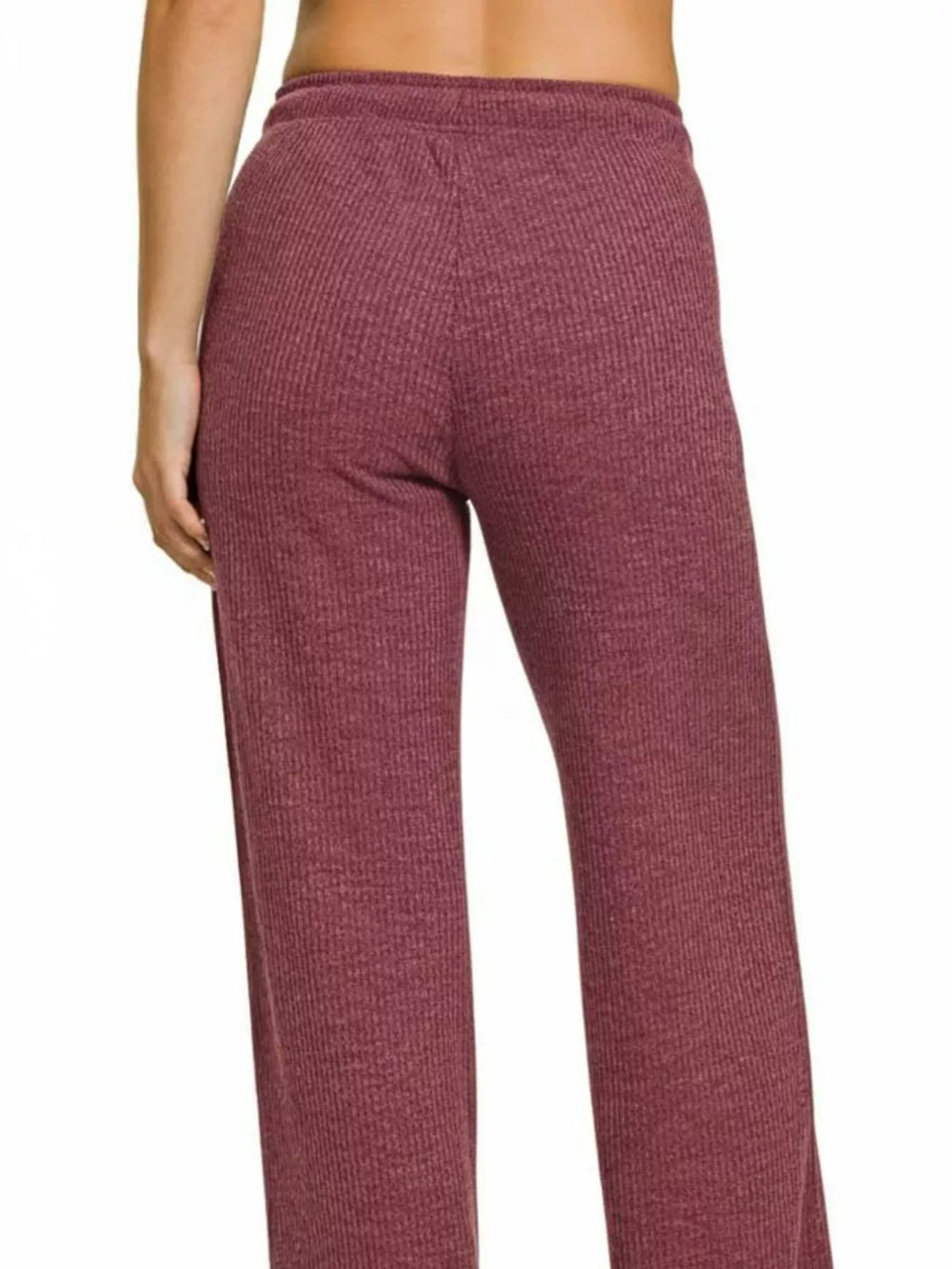 Ribbed Drawstring Lounge Pants Cabernet | Lounge Pants Daverri Fashions