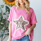 HOPELY Leopard Star Patch Short Sleeve T-Shirt T-Shirts
