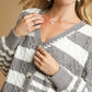 Umgee Cable-Knit Stripe Button-Up Cardigan - DAVERRI FASHIONS