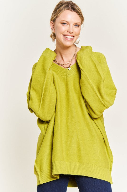 Plus Size V-Neck Oversized Sweater | Sweaters Daverri Fashions