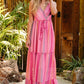 Daverri printed surplice maxi cami dress in vibrant pink purple stripes