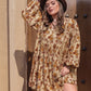 Plus Size Printed V-Neck Balloon Sleeve Mini Dress - DAVERRI FASHIONS