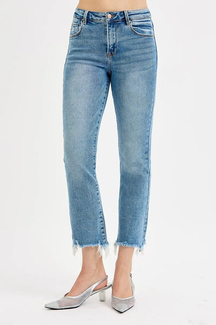 RISEN Full Size High Rise Crop Straight Slim Jeans Plus Size Jeans