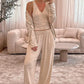 Daverri Fashions V-Neck Tank, Open Front Cardigan and Pants Lounge Set - DAVERRI FASHIONS