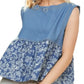 ADORA Sleeveless Denim Contrast Top - DAVERRI FASHIONS