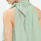 Umgee mint halter tie neck chiffon top back with ruffled tie