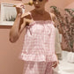 Lime 'N' Chili Gingham Ruffle Trim Cami and Shorts Pajama Set PINK