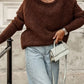 Round Neck Drop Shoulder Sweater - DAVERRI FASHIONS