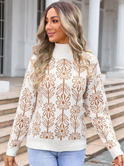 Camel Angel Wings Flower Turtleneck Long Sleeve Sweater | Sweaters Daverri Fashions