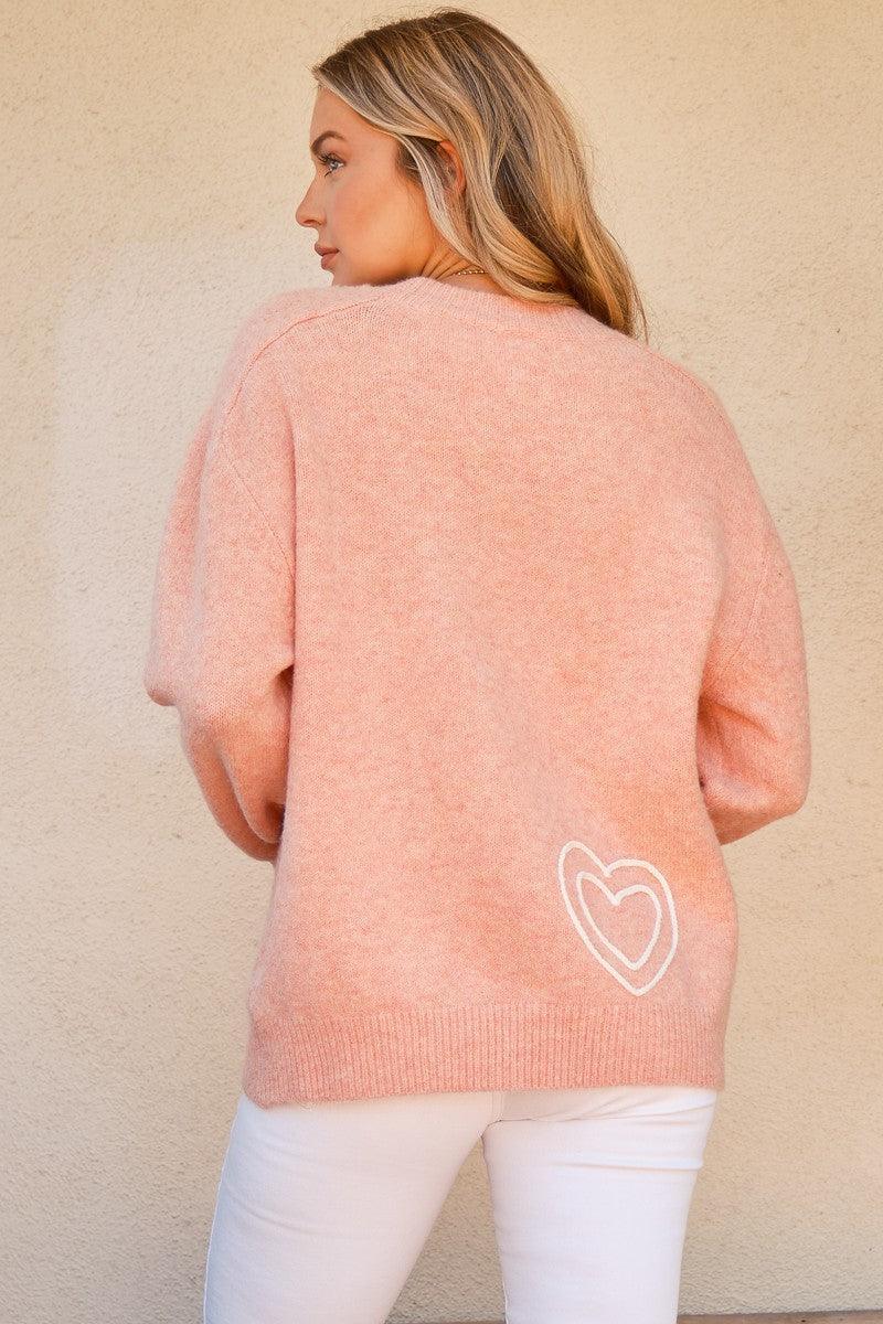 And The Why WIFEY & Heart Round Neck Sweater - DAVERRI FASHIONS