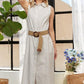 ADORA Striped Button Down Sleeveless Midi Dress Mid Dresses