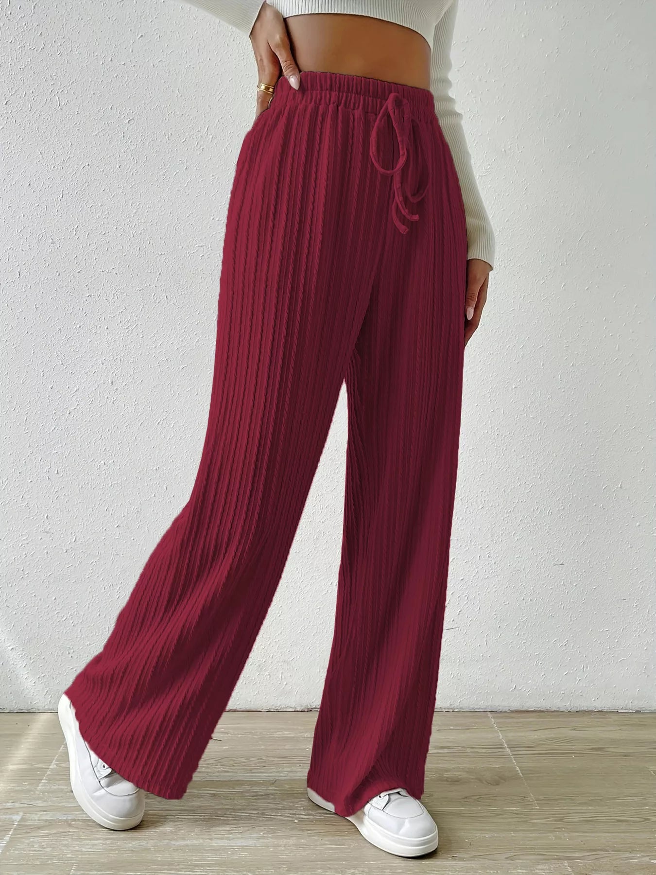 Drawstring Wide Leg Pants | Lounge Pants Daverri Fashions