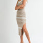 MABLE Striped Rib Knit Midi Dress Midi Dresses