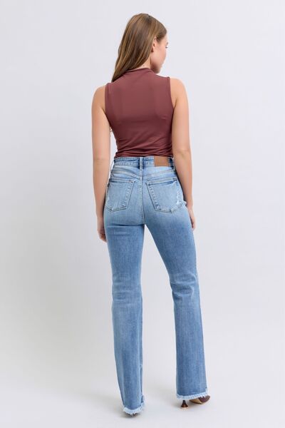 Judy Blue Full Size Raw Hem High Rise Bootcut Jeans Jeans