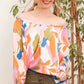 Lime 'N' Chili Abstract Print Off-the-shoulder Long Sleeve Top - DAVERRI FASHIONS