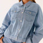Daverri light blue cropped oversized denim jacket with silver buttons
