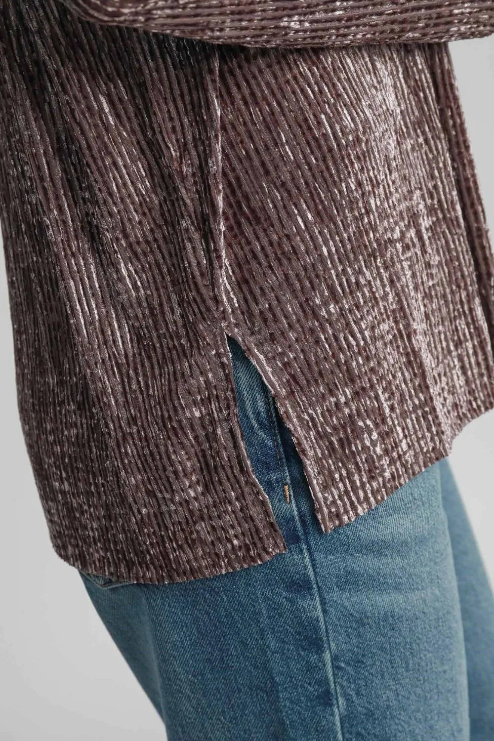 Umgee Side Slit Texture Button Up Shirt | Daverri Fashions