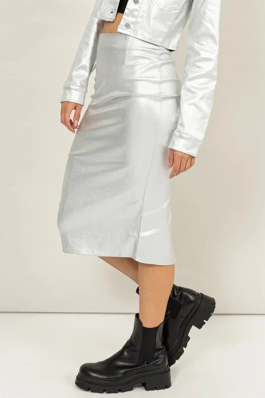 HYFVE Shimmer Midi Skirt SILVER