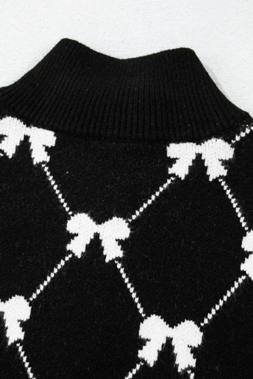 Bow Half Zip Sweater Vest - DAVERRI FASHIONS