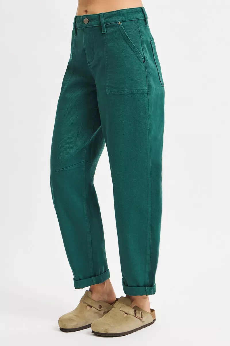 RISEN High Rise Ankle Cuffed Barrel Pants | Pants Daverri Fashions