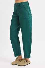 RISEN High Rise Ankle Cuffed Barrel Pants | Pants Daverri Fashions