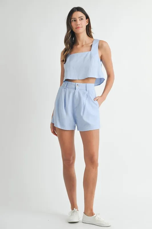 MABLE Sleeveless Crop Top and Shorts Set