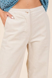 Mittoshop Corduroy Back Elastic Waist Pants Bone