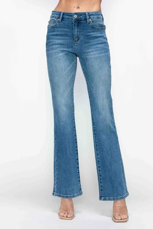 bytos Full Size Cat's Whiskers Mid Rise Bootcut Jeans | Jeans Daverri Fashions