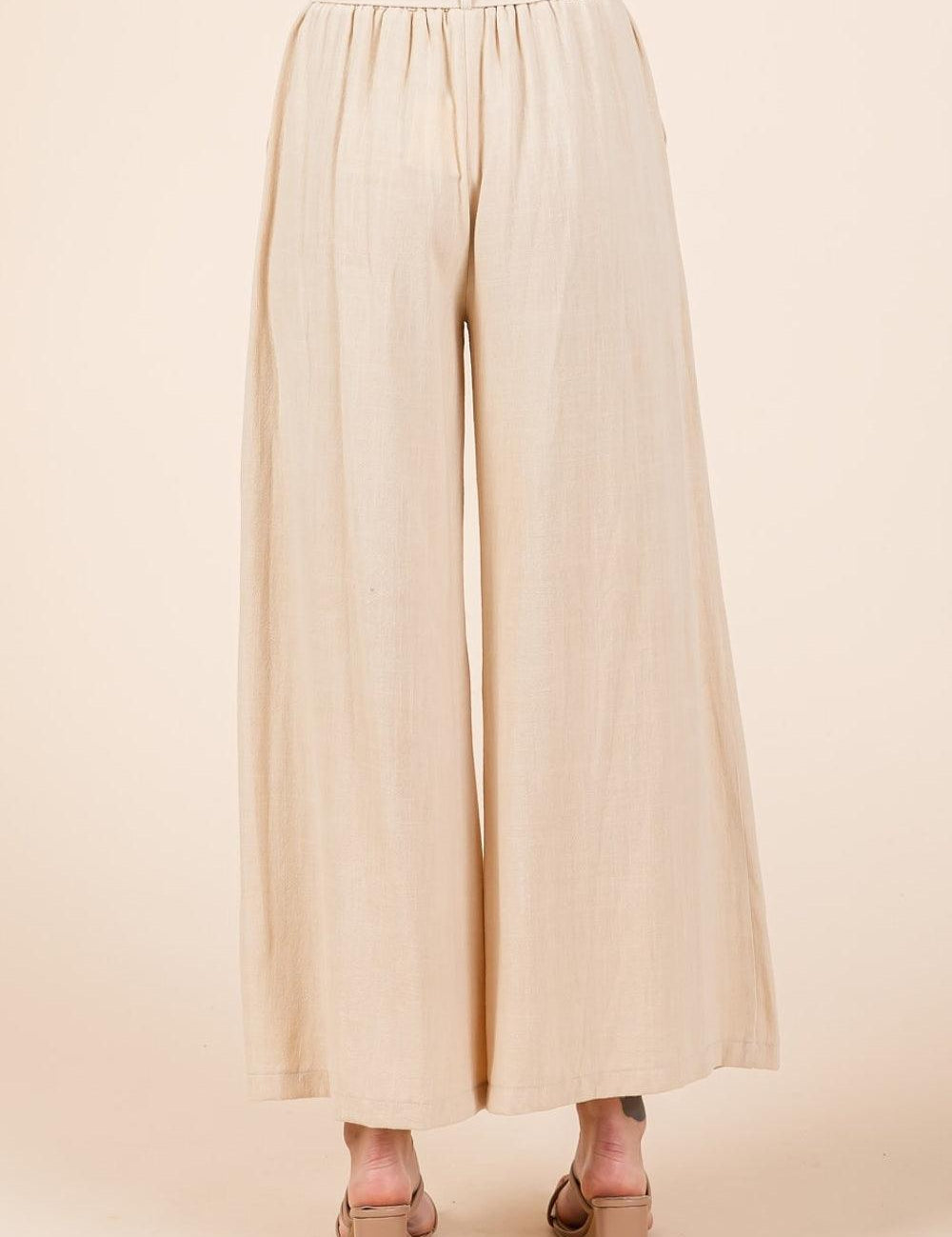 Mittoshop High Waist Tie Front Wide Leg Pants Pants