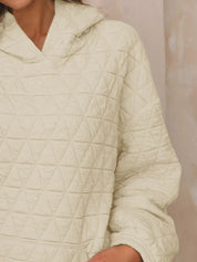 Textured Long Sleeve Hoodie with Pockets | Hoodies Daverri Fashions