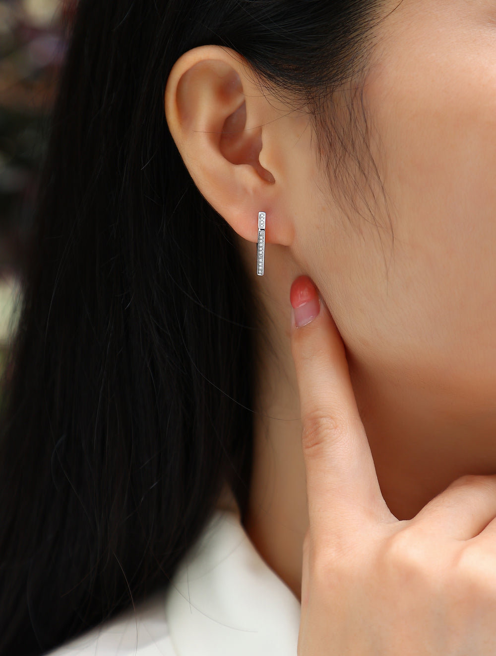 Moissanite S925 Sterling Silver Small Geometric Hoop Earrings | Earrings Daverri Fashions