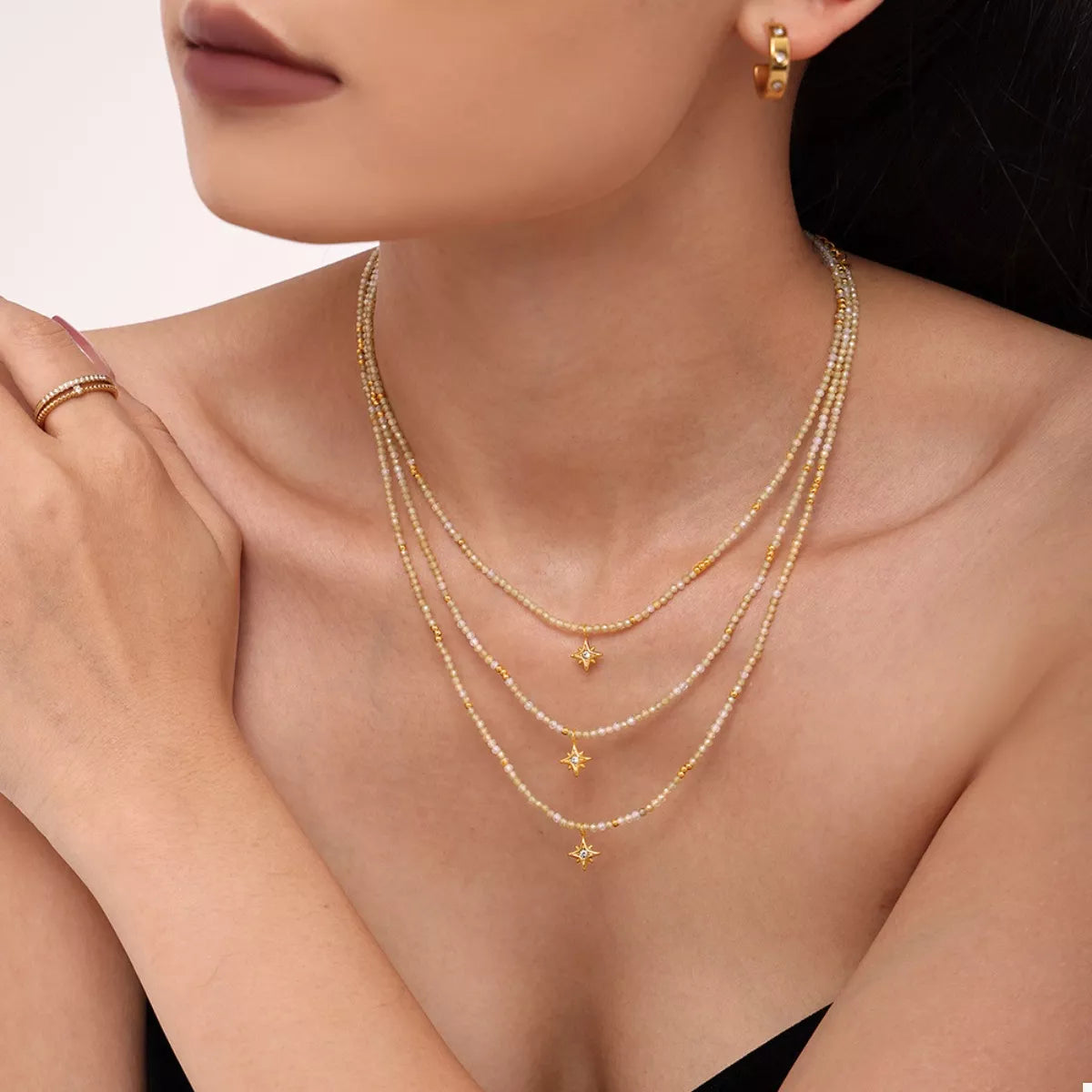 18K Gold-Plated Star Pendant Necklace with Zircon | Necklaces Daverri Fashions