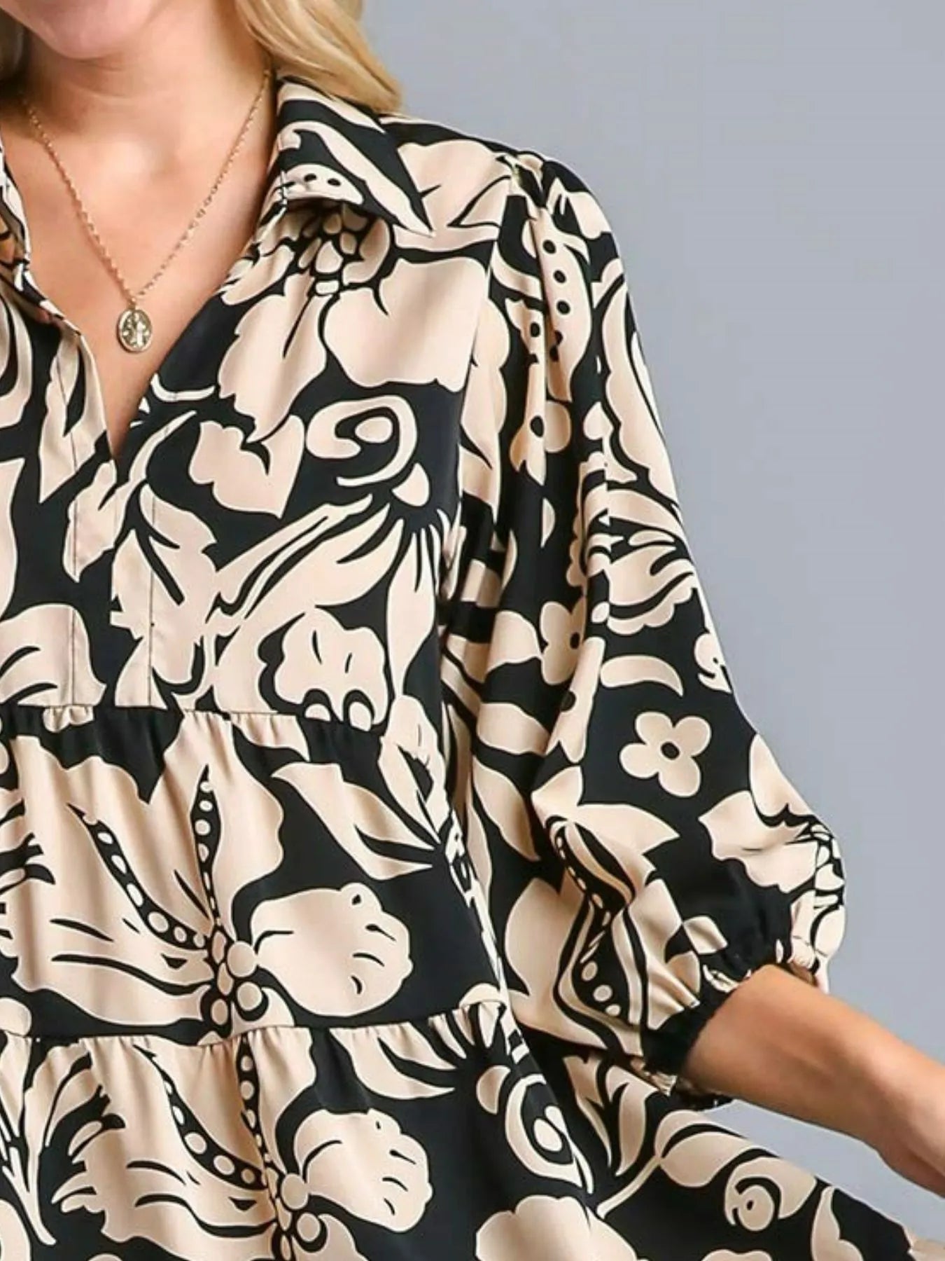 Umgee Floral Print Tiered Midi Dress Midi Dresses