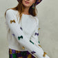 SO ME Mardi Gras glitter bow sweater with sparkling sequins