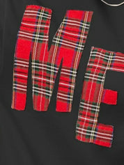 BiBi Plaid Merry Lettering Christmas Fleece Sweatshirt | Sweatshirts Daverri Fashions