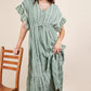 Very J embroidered boho ruffled sage green midi dress