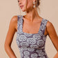 SO ME Two Tone Floral Seamless Tank Top Tank Tops