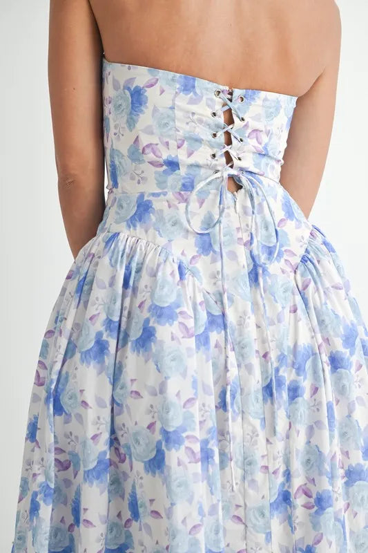 MABLE Sweetheart Neckline Floral Printed Midi Dress Midi Dreses
