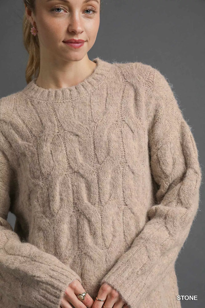 Umgee Cable Knit Cozy Sweater | Sweaters Daverri Fashions