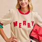 BiBi Christmas Merry Letter Patches Contrast Banded Top - DAVERRI FASHIONS