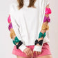 Sequin Bow Cutout Round Neck Sweatshirt - DAVERRI FASHIONS