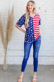 And The Why American Flag Short Sleeve Top | Tops Daverri Fashions