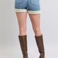 Judy Blue Full Size Hw Tummy Control Shearling Cuff Denim Shorts Plus Size Denim Shorts