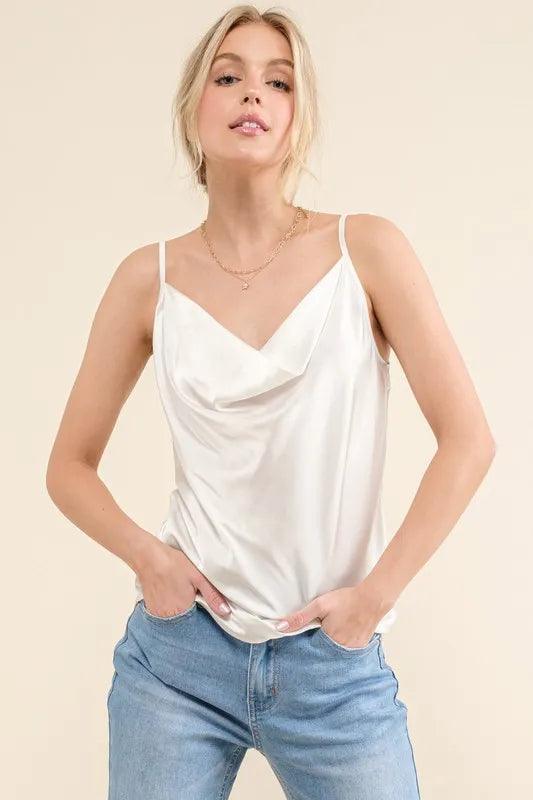 And The Why Satin Cami with Adjustable Strap Cami Tops