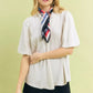 Umgee Linen Scallop Trim V-Neck Blouse - DAVERRI FASHIONS
