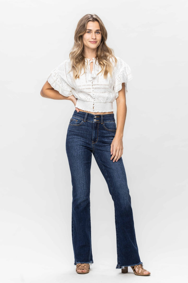 Judy Blue Frayed Hem Bootcut Jeans Bottoms