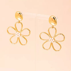Alloy Flower Drop Earrings - DAVERRI FASHIONS